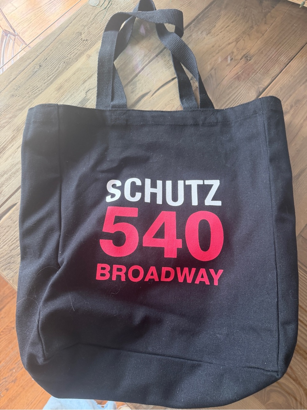 SCHUTZ Black Canvas Tote with Red Graphic 540 Broadway